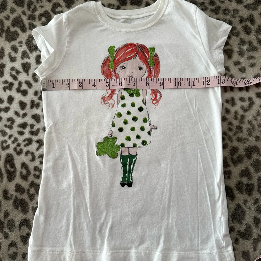 Children’s Place Girl Graphic St. Patrick’s Day Short Sleeve T-shirt White 7/8